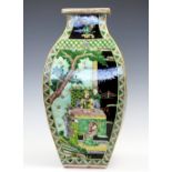 A 19th century Chinese famille noire vase, Kangxi mark to base,