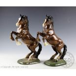 Two Beswick Welsh cob (rearing), model number 1014, designed by Arthur Gredington, first version,