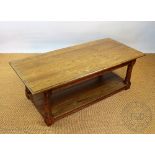 A light oak two tier coffee table,