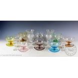 A selection of glassware to include eleven champagne bowls, some with Greek key detailing,