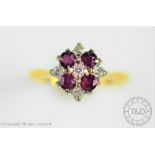 A ruby and diamond cluster ring,