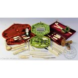 A collection of 19th century bone, ivory etc sewing tools and accessories,