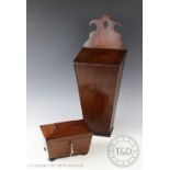 A 19th century mahogany wall hanging candle box,