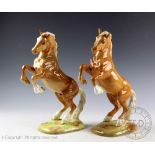 Two Beswick Welsh cob (rearing), model number 1014, designed by Arthur Gredington, first version,