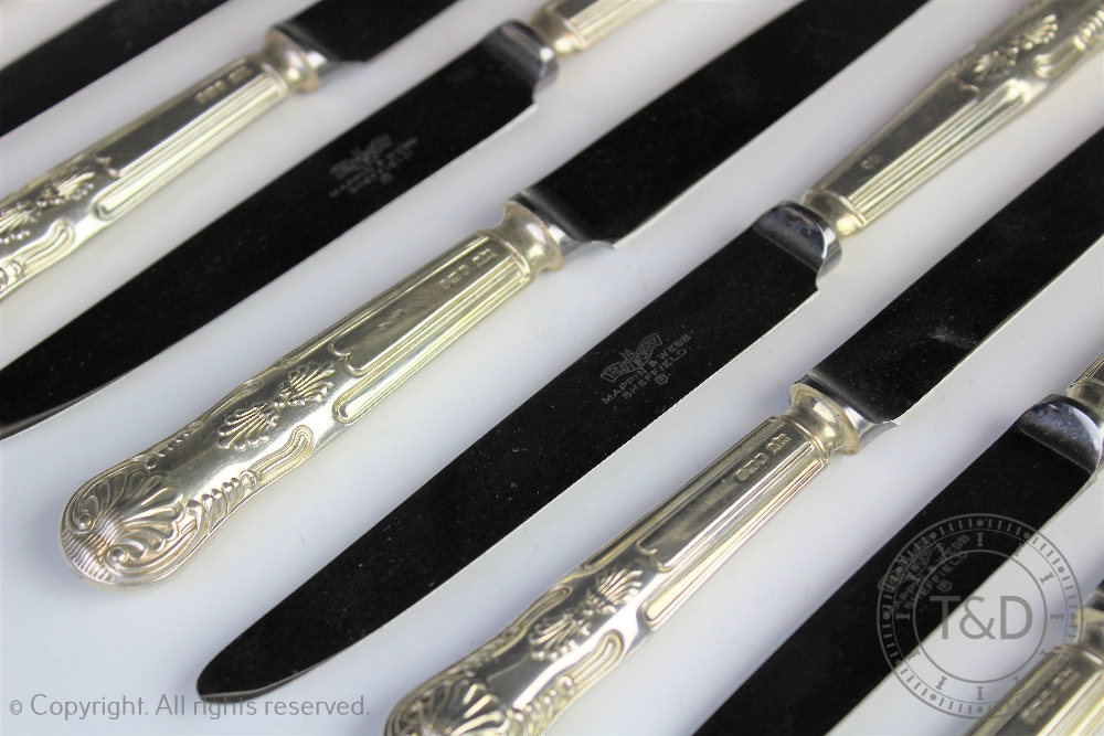 A set of six silver handled Mappin & Webb Ltd kings pattern table knives, - Image 2 of 2