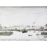 Lawrence Stephen Lowry, Signed colour print, The Harbour, Signed in pencil,