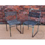 A part set of seven vintage garden stacking chairs, with slatted back and seats,