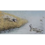Leon Dachin (1887-1938), Colour print, English Setter with teal, Signed in pencil,
