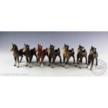 Seven Beswick foals (medium, almost stood square), model number 1084, designed by Arthur Gredington,