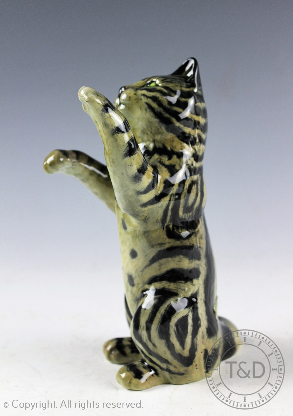 A Beswick Persian Cat - on hind legs, model number 1883, in grey swiss roll gloss, - Bild 2 aus 2