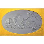 A Wedgwood limited edition black basalt plaque, The Frightened Horse after George Stubbs,