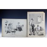 Herbert Samuel "Bert" Thomas (1883-1966), Two pen and ink cartoons on card,