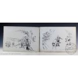 Herbert Samuel "Bert" Thomas (1883-1966), Two pen and ink cartoons on card,