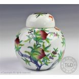 A Chinese peaches ginger jar and cover, Qianlong seal mark,