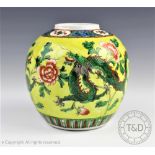 A Chinese famille verte ginger jar, 19th century,
