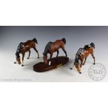 Three Beswick Spirit of Nature horses, model number 2935, designed by Graham Tongue,