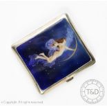 A Continental silver and enamelled erotic case depicting 'Night' or 'Luna',