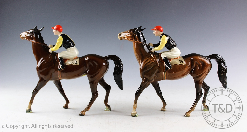 Two Beswick Racehorses and Jockeys - walking racehorse in brown colourway No. - Bild 2 aus 5