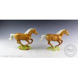 Two Beswick galloping horses, model number 1374, designed by Mr Orwell, issued 1961-1973,