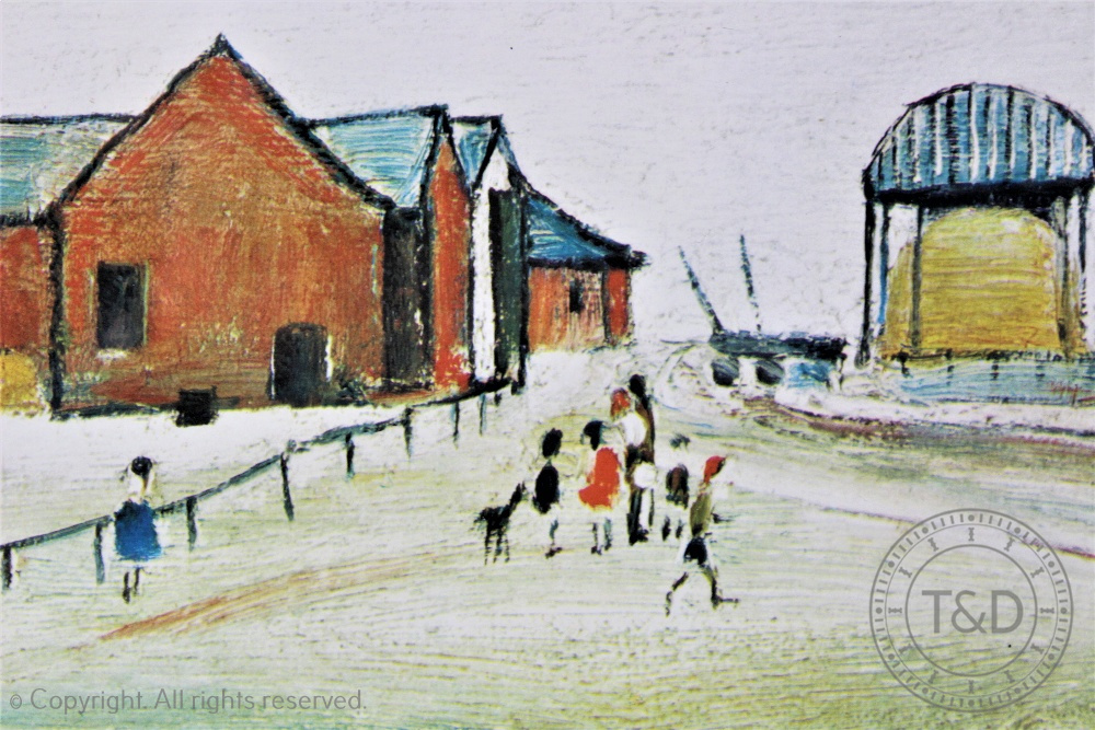 Lawrence Stephen Lowry, Signed colour print, Landscape with Buildings, Signed in pencil, - Image 6 of 6