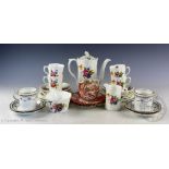 A Cauldon China part coffee service, florally decorated,