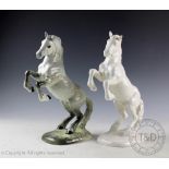 Two Beswick Welsh cob (rearing), model number 1014, designed by Arthur Gredington, first version,