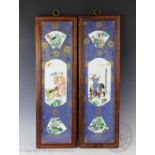 A pair of Chinese Kangxi style powder blue panels,