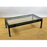 A Pierre Vandel of Paris ebonised metal coffee table, with glass top,