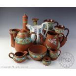 A collection of printed and painted terracotta wares to include a selection of Milan 811 wares,