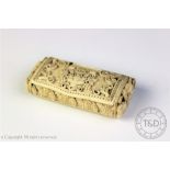 A carved bone snuff box, late 18th/early 19th century, possibly French prisoner of war,