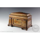 A George IV rosewood tea caddy in the manner of Gillows of Lancaster, of sarcophagus form,