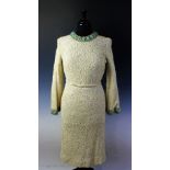 A 1940's / 1950's Ladies dress and belt, possibly American, of intricate woven design,
