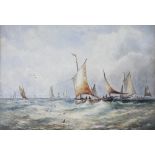 George Stainton 1855-1899 (British School), Watercolour on paper, Fishing vessels at sea,