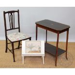 An Edwardian inlaid mahogany two tier occasional table, 70cm H x 61cm W,