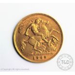 An Edward VII gold half sovereign dated 1909