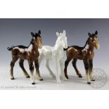 Three Beswick Shires foals (large), model number 951, designed by Arthur Gredington,