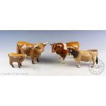 A collection of Beswick cattle comprising; Jersey cow 'Champion Newton Tinkle', model number 1345,