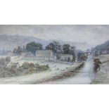 C Cawthorne - late 19th century, Watercolour, River scene with village, bridge and church,