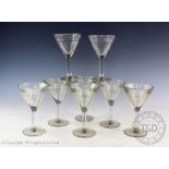 A set of eight vintage 1950's moulded cocktail glasses, 13.