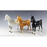 Three Beswick Hackney horses, model number 1361, designed by Mr Orwell,