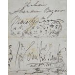 George Cruikshank (1792-1878) - a signed ink sketch, 'The Ladies Athenaeum Bazaar Manchester,