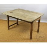 A Victorian pine Farmhouse kitchen table, in the provincial French style, with four plank top,