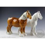 Two Beswick Shire mares, model number 818, designed by Arthur Gredington,