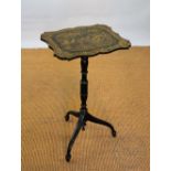 A Victorian gilt wood long stool / fireside stool, with tapestry seat, on gadrooned feet, 106.