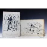 Herbert Samuel "Bert" Thomas (1883-1966), Two pen and ink cartoons on card,