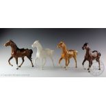 Four Beswick Spirit of Fire horses, model number 2829, designed by Graham Tongue, grey matte,