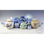 A selection of Chinese wares to include a celadon ground teapot and cover,