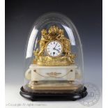 A 19th century gilt metal and alabaster clock mantle clock,