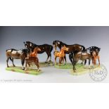 Two Beswick Mare and Foal groups, model number 1811, designed by Arthur Gredington,