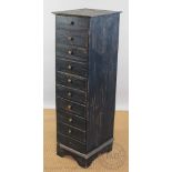 A 19th century style painted pine pillar chest, of ten drawers, 134cm H x 41cm W x 44cm D,